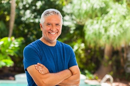 older man with dental implants in burke va